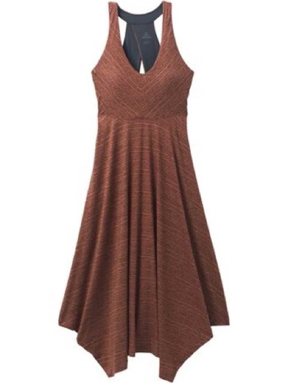 Prana Saxon Dress Muave Racerback Built In Bra M Asymmetrical Handkerchief Hem - Picture 2 of 11